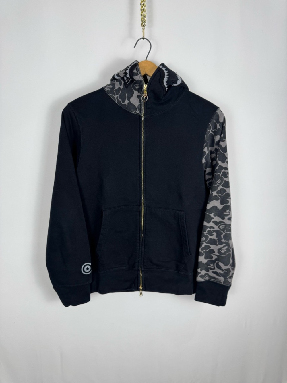 Bape Jam Home Made Black Hoodie Zip-Up with Gray Camo Sleeve
